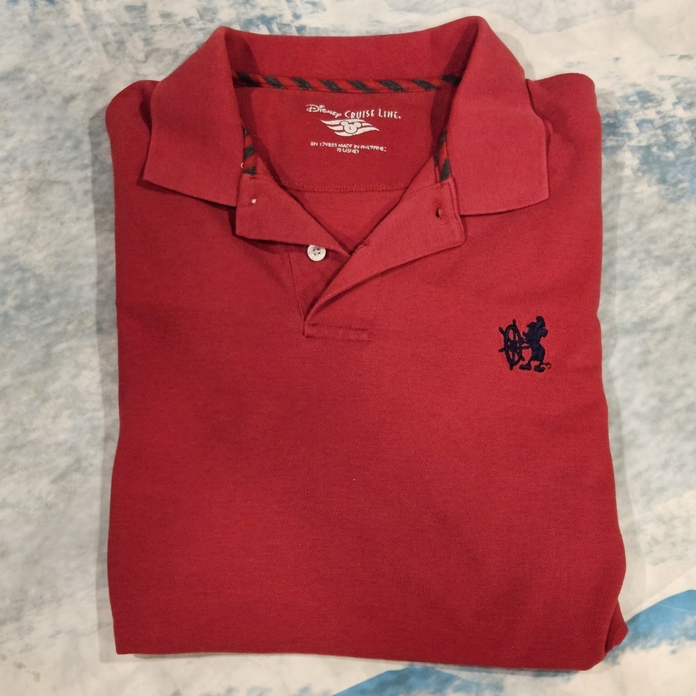 Disney Cruise Line Mens Large Red Polo Mickey Embroidered Shirt